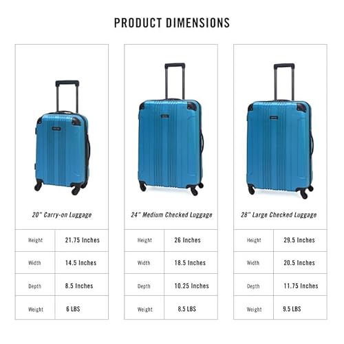 Kenneth Cole Reaction 5705046TL Out Of Bounds Lightweight Hardshell 4-Wheel Spinner Luggage, Teal, 20-Inch Carry On thumb #5