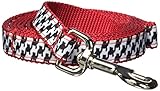Medium Black/White Houndstooth Dog Leash: 3/4' Wide, 6ft Length - Made in USA.