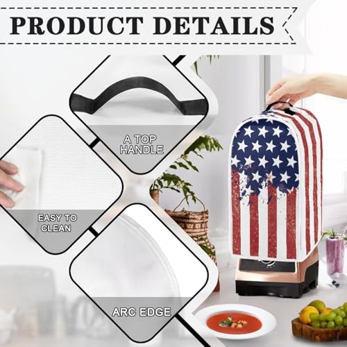 Image of Talayituse Star American Flag Print Blender Dust Cover, 4th of July Fingerprint Protection Cover for Stand Mixer or Coffee Machine, Home Kitchen Appliance Covers for Stain Dust Resistant Supplies