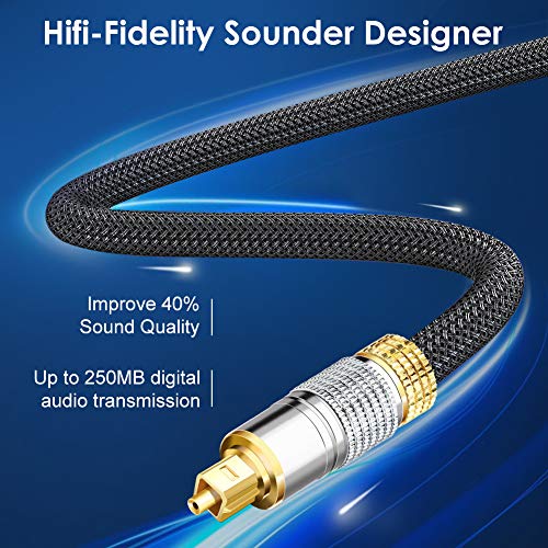 Starweh Optical Audio Cable, 6Ft Fiber Optic Audio Cable With Durable 24K Gold-Plated, Nylon Braided Male To Male Optical Digital Cable For Hi-Fi Sound Bar, Home Theater, Tv, Ps4, Xbox, Playstation #TOP3
