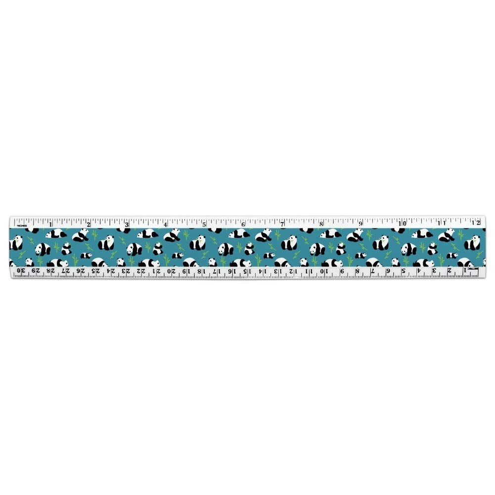 Panda and Bamboo Pattern 12 Inch Standard and Metric Plastic Ruler