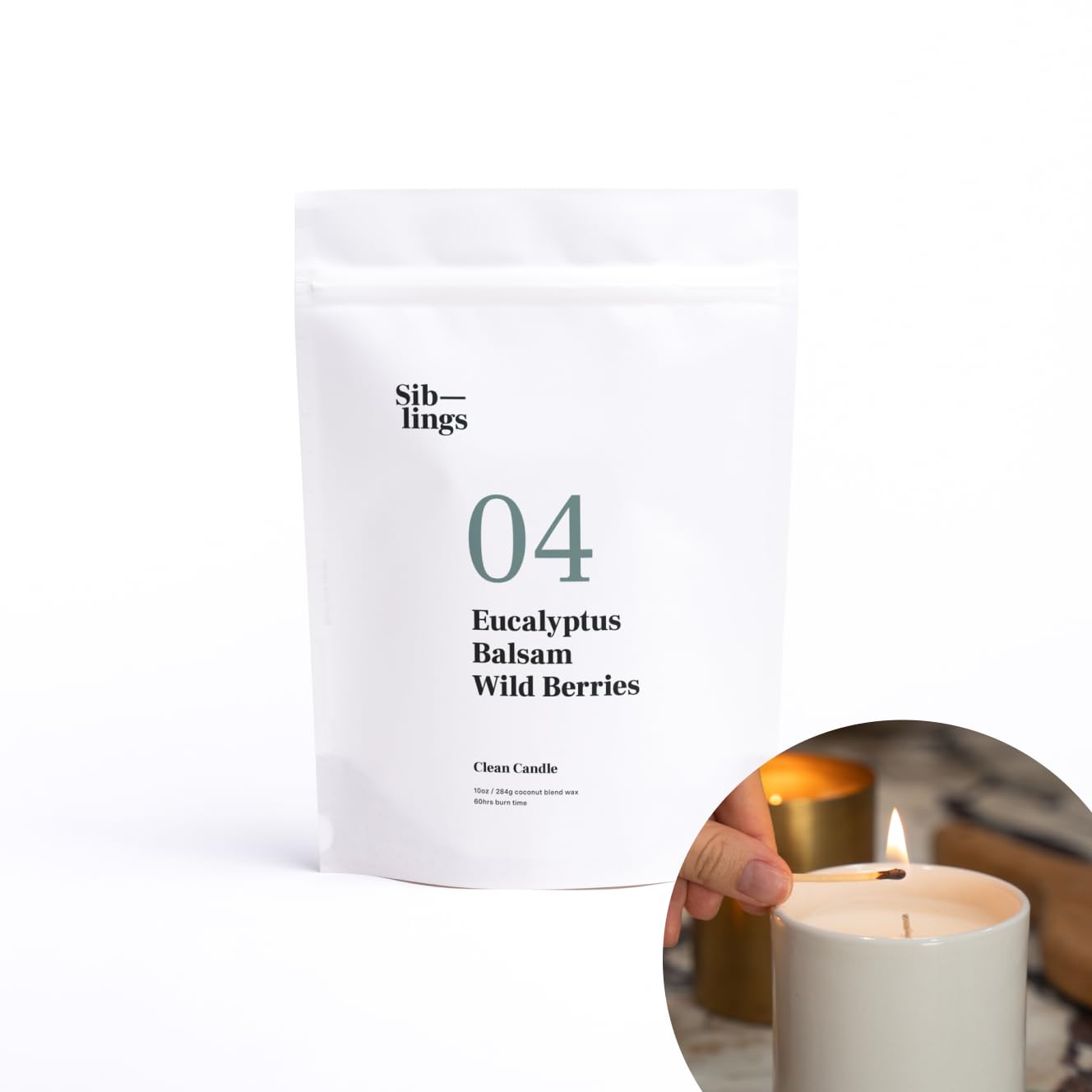 Siblings Essentials, Candle Refill Kit, DIY Candle Kit (No 04: Eucalyptus, Balsam, Wild Berries) - Eco-Friendly Candle Refill, Clean Fragrance and Essential Oils, Coconut and Soy Wax