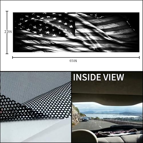 Image of Rear Window Decals for Trucks - 65x22 in Back Window American Flag Decals Fit Most Pickup Trucks SUV, Vinyl Back Window Decal Truck Rear Window Graphics for Personalized Decoration- American Flag -18