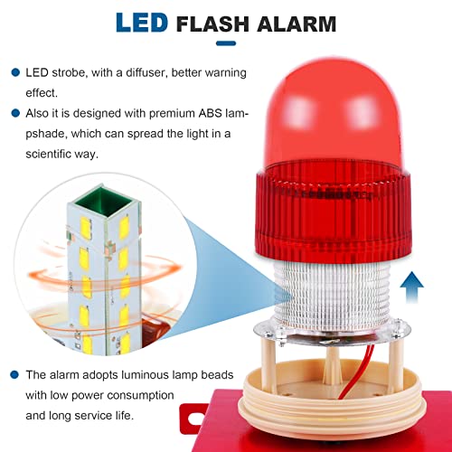 Wireless Remote Control Alarm Siren Industrial Sound Light Alarm Security Siren Horn Alarm Waterproof Emergency Strobe Warning Light 120Db Outdoor (Ac 110V Without Plug) #TOP2