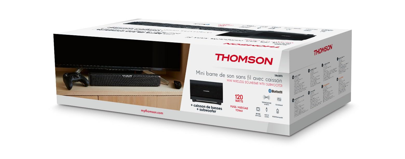 Thomson SB60BTS - Barre de son sans-fil avec caisson de basses filaire - Barre de son Thomson SB60BTS - Barre de son sans-fil avec caisson de basses filaire - Barre de son