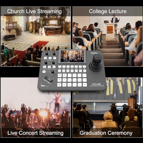 DAIPU PTZ Camera Controller with 5-Inch LCD Screen 4D Joystick LAN RS232 RJ45 RS485/422 DC12V Professional Control Keyboard for Church Worship Live Streaming Video Conference Events by DAIPU - Image 2