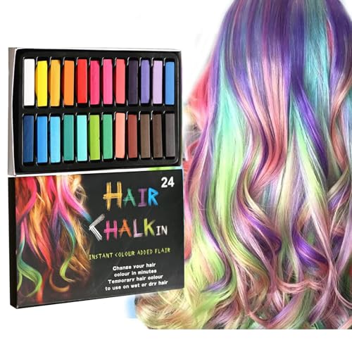 Rostblant Set de 24 colores de tizas para el pelo, Tinte para el pelo, Set de tizas para el pelo, Tinte temporal para el pelo, Regalo de tizas para el