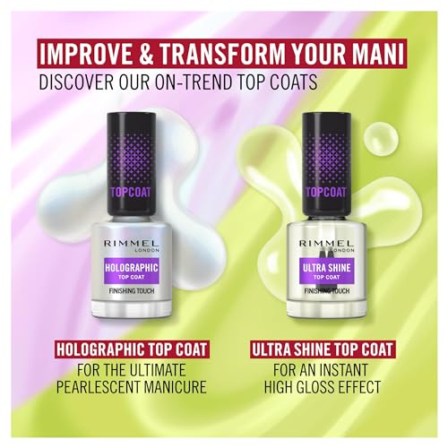 ريميل طلاء اظافر الترا شاين من لندن، تاثير شديد اللمعان، يجعل طلاء الاظافر يدوم طويلا، يحمي ويعزز طلاء الاظافر، تركيبة نباتية، 12 مل (0.42 اونصة)