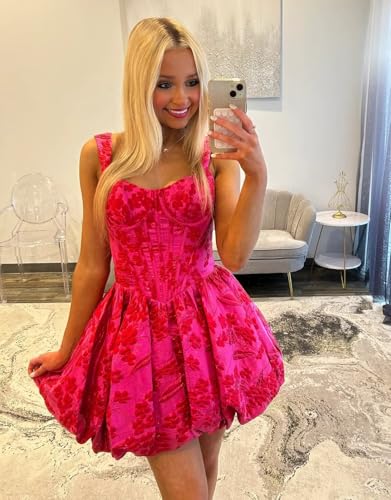Strapless Floral Homecoming Dresses for Teens 2025 A Line Corset Tiered Short Cocktail Prom Dress3