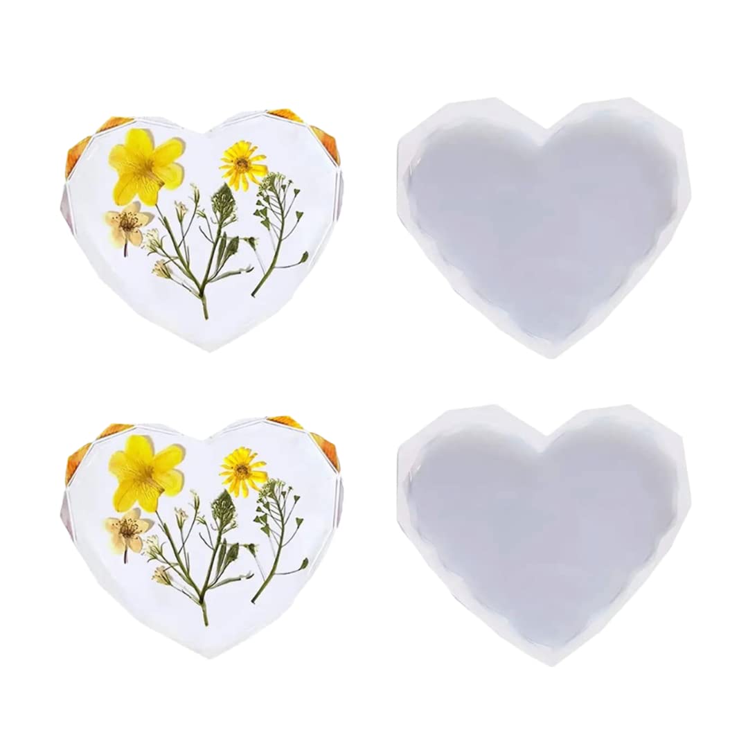 ARTOOL Diamond Cut Heart Shape Resin Art Mold Creative DIY Multipurpose Silicone Coaster Epoxy UV Resin Heart Shape Mould 6 Inch Set of 1-image-37