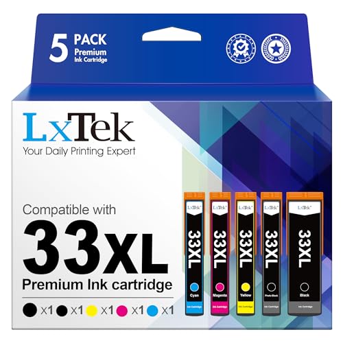 LxTek 33XL Multipack Druckerpatronen Kompatibel für Epson 33XL 33 XL für Epson XP 540 Druckerpatronen für XP-7100 XP-530 XP-640 XP-830 XP-900 XP-645 XP-635 XP-630（5er-Pack）