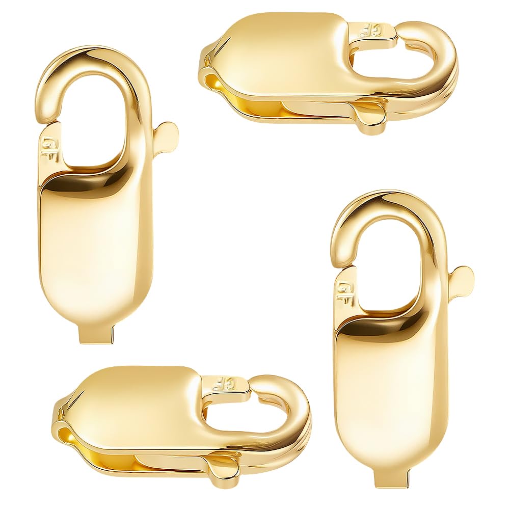 SUNNYCLUE 1 Box 4Pcs Real 1/20 14K Gold Filled Lobster Clasps Lobster Claw Clasps Bulk Brass Small Spring Snap Connector Links Jewellery Findings for Beginner DIY Bracelet Necklace Making Craft Women