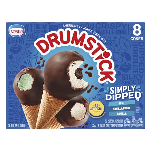 Drumstick, Simply Dipped Variety (Vanilla, Vanilla Fudge, Mint), 8 Count (Frozen) - Thumbnail 4