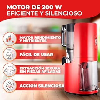 Hurom H200 Slow Juicer - Clear Juice - Smart Hopper - BPA Free (Red)