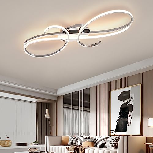 Plafonnier dimmable avec télécommande et design suspendu moderne pour salon - 3