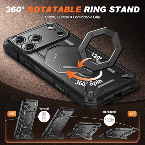 TONGATE for iPhone 17 Pro Max Case with 360° Spin Magnetic Stand, Black by Tongate - Used condition - Image 3
