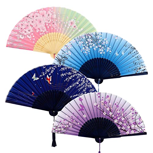 4 Pezzi Ventagli Pieghevoli Ventagli a Mano in