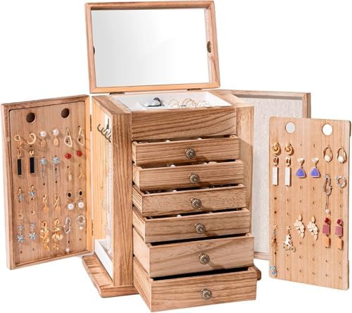 ProCase Joyero Grande, Organizador para joyas de Madera 7 Capas c...