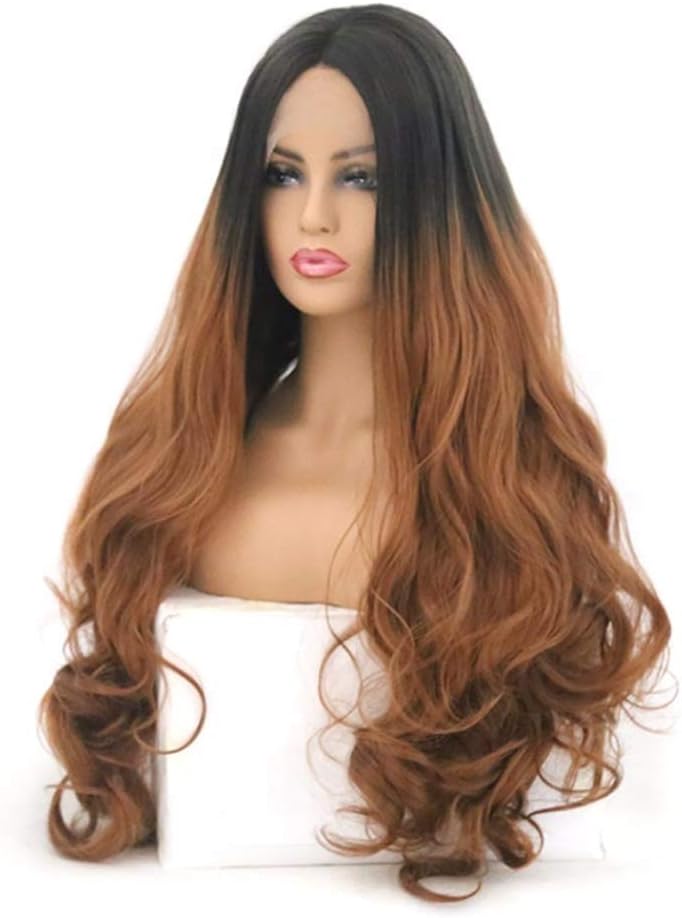 ZMIAO Long Brown Wavey Synthetic Wigs Ombre Wigs For Ladies 150%-200% Density Wigs Heat Resistant