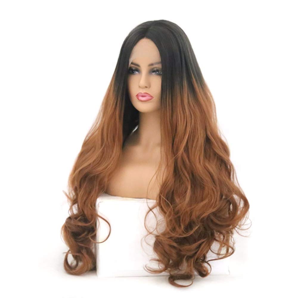 ZMIAO Long Brown Wavey Synthetic Wigs Ombre Wigs For Ladies 150%-200% Density Wigs Heat Resistant