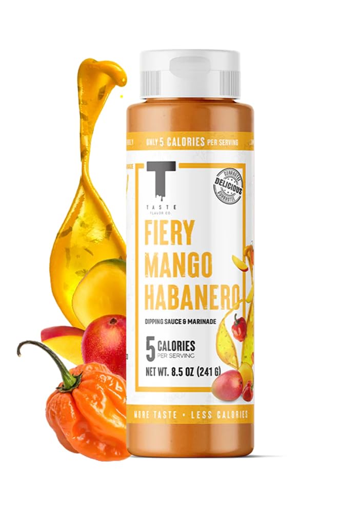 Taste Flavor Co. Wing Sauce and Marinade, Great Tasting, Keto Friendly, Low-Calorie Sauce (Fiery Mango Habanero)