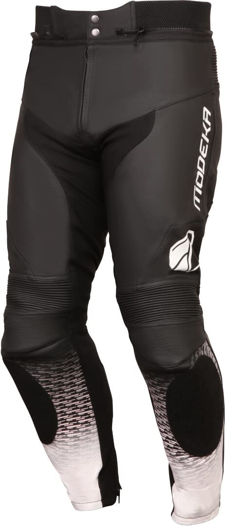 Modeka Yron Skórzane spodnie motocyklowe, czarny/biały, 52
