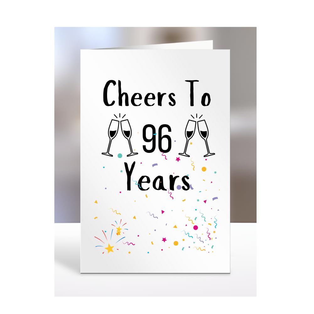 Cheers to 96 years, Anniversary Card, Birthday Gifts for Men, Women, Him, Her, Presents for Christmas, Work, Bestie, Friend, Colleague, Wife, Husband, A5-161_97