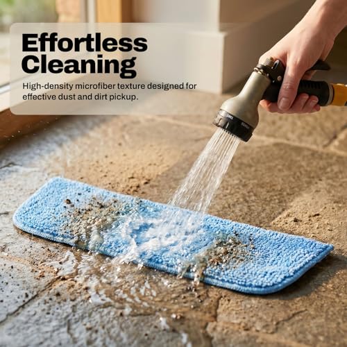 Image of DOMESTICA Wet and Dry Mop Accessory | Microfiber Pads | Reusable, Washable, Compatible with Trio Sweep Wet and Dry Mop | for All Floor Types - White (Pack of 2)