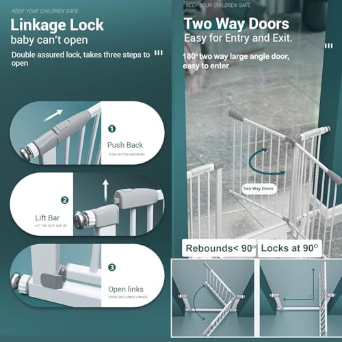 Image of StarAndDaisy Baby Safety Gate for Kids Home Stair Barricade Door with Two Way Auto Close, No Dril Required Retractable Door with Adjustable Linkage Lock
