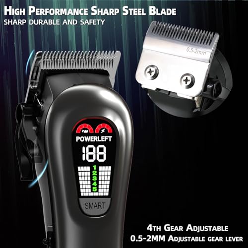 TCMKY Hair Clippers for Men Professional Hair Trimmer for Men Cordless&Corded Barber Clippers for Hair Cutting & Grooming.Rechargeable Hair Trimmer Kit for Household(Silvery) - Thumbnail 4