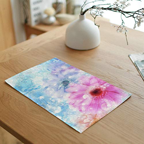 Beydodo Juego de 4 manteles individuales resistentes al calor para proteger la mesa de madera de 30,5 x 45,7 cm, diseño de flores