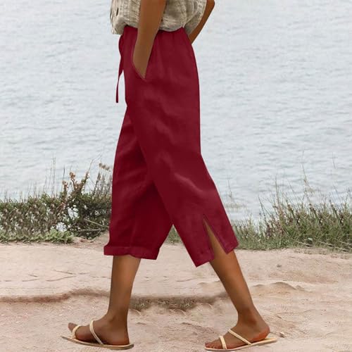 Pantalon palazzo d'été en lin coupe ample confortable et fluide - 2