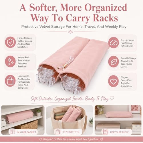 Bolsas de almacenamiento para rack de Mahjong de terciopelo rosa, 2 unidades miniatura 4