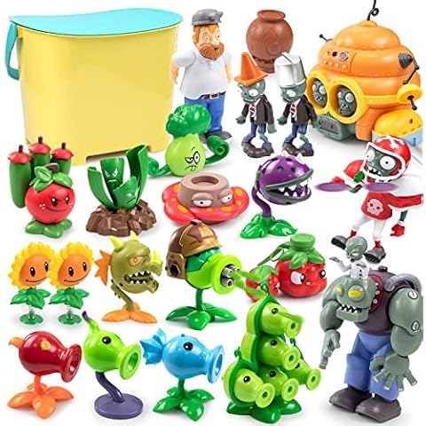 Maikerry Plants and Zombies vs Toys 21pcs PVZ Action Figures Set Great Gifts for Kids and Fans,Birthday and Party -with Waterproof Battlefield Map Cover