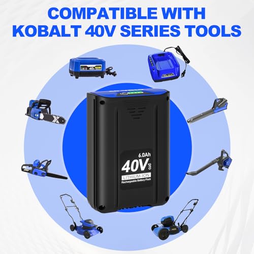 Image of 【Upgraded】 CaliHutt 40V 6.0Ah Replacement Battery for Kobalt 40V MAX Battery 2540C-06 High Capacity Lithium-ion Batteries KB440-03 KB2540C-06 KB640-03 KB240-06 for Cordless Power Tools