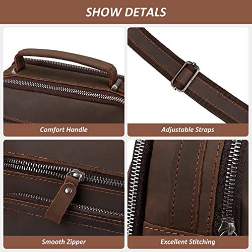 Crossbody Shoulder Bag,Genuine Leather Leather Vintage Messenger Bag Travel by HUMERPAUL - Used condition - Image 7