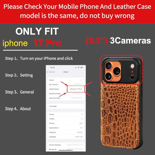 Étui en cuir véritable iPhone 17 Pro protection chic jaune marron - 2