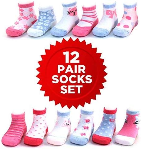 Rising Star Baby Girls Assorted Color Designs 12 Pair Socks Set, Age 0-24 Months (12-24 Months, Kitty Design Collection) - Image 4