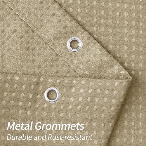 Image of HOMETHREADS Embrace Luxury with Our 6-Feet Long Premium Polyester Shower Curtain with 12 Hooks for a Lavish Bathroom Ambiance | Stylish, Splendid, and Perfectly Sized (Classic Khaki, 180x180cm)