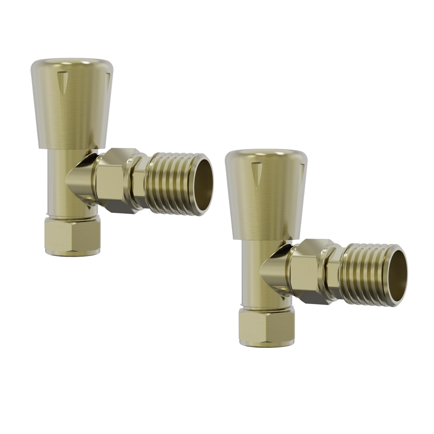 Warmehaus Angled Towel Radiator Valves Round 15mm for Towel Rail Radiator Brushed Brass
