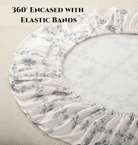 Image of SDY Jersey Floral Bassinet Sheets for Baby Boys and Girls,32 inchx 16 inchx 4 inch,2 Pack,Neutral Flower Standard Oval /Retangle Bassinet Mattress Sheets for Toddler,Super Soft Breathable