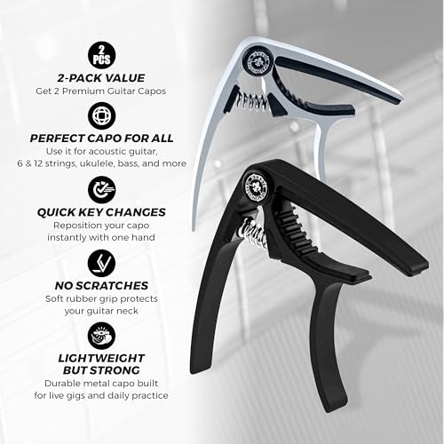 Image of Guitar Capo for Electric & Acoustic 6 String, 2 Pack