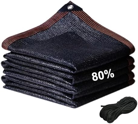 80% Shade Cloth for Garden Greenhouse Patio & Chicken Coops Black Mesh Tarp with Grommets (4 x 4m) Outdoor Net for Plants