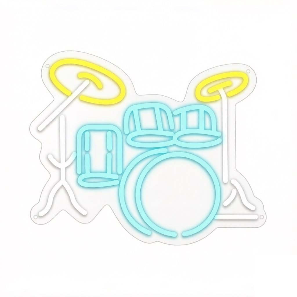 Dimmable Neon Music Sign for Rock Bar, Nightclub & Festival Decor(Drum kit(40.77 * 33.5cm))
