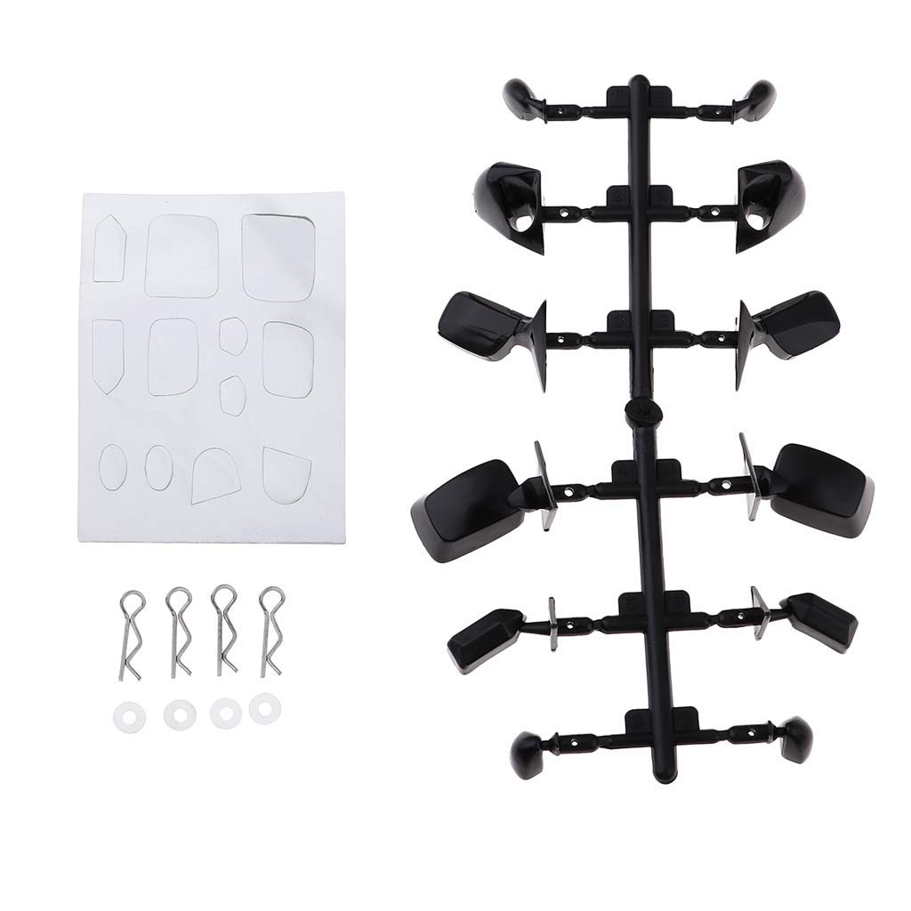 zalati Simulation Car Plastic Wing Mirrors Retrofit Kits For 1/10 model car RC shell general simulation modification accessories On Road Racing Drift Car Ornament Black