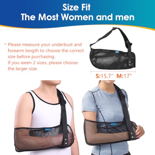 Image of Mesh Arm Shoulder Sling Medical Shoulder Immobilizer for Shoulder Injury Torn Rotator Cuff, Breathable Arm Brace for Shower, Right Left Arm Stabilizes Elbow Arm Wrist Injury for Men Women (Black-M)