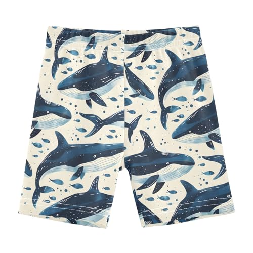 Swimming Whale Prints Girls Shorts Elastic Waist Sports Shorts Girls Leggings Pants for 4-10 Years