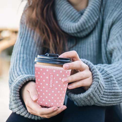 Image of Reusable Insulated Sleeve for Iced Coffee Cup, 3-Pack Coffee Neoprene Drink Sleeve for Cold & Hot Drinks, Beverage Holder for Iced Coffee (Pink Polka Dots)