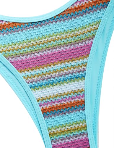 Image of seamoly Women's Bikini Sets Halter Neck Crochet Colorblock Two Piece Swimsuits Open Back Sexy High Cut Thong Bathing Suit