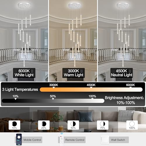 Image of 12-Lights Bubble Crystal Chandelier for Entryway High Ceiling,Chrome